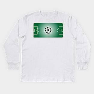 Football Field Soccer PItch Cartoon Art Style Drawing for Sports Fans Kids Long Sleeve T-Shirt